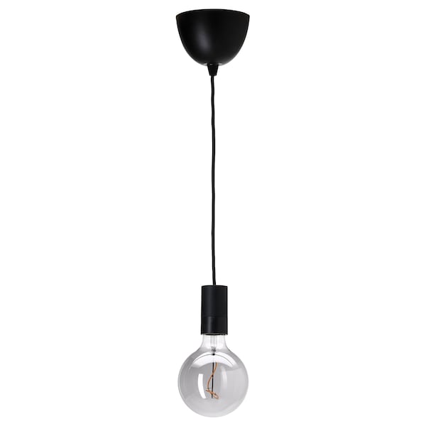 IKEA SUNNEBY / MOLNART pendant lamp, black/globe gray clear glass, 5 in, Ikea Ireland | 2985MXRAK