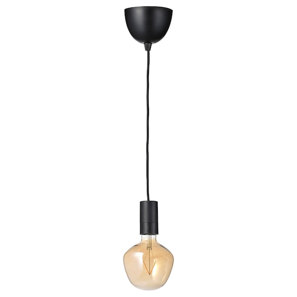 IKEA SUNNEBY / MOLNART pendant lamp with LED bulb Black Bell / Shaped / Brown Clear Glass, Ikea Ireland | 3241CWNOR