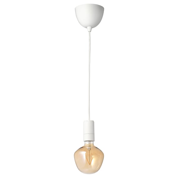 IKEA SUNNEBY / MOLNART pendant lamp with LED bulb White / Bell / Shaped Brown Clear Glass, Ikea Ireland | 5471FAIVG