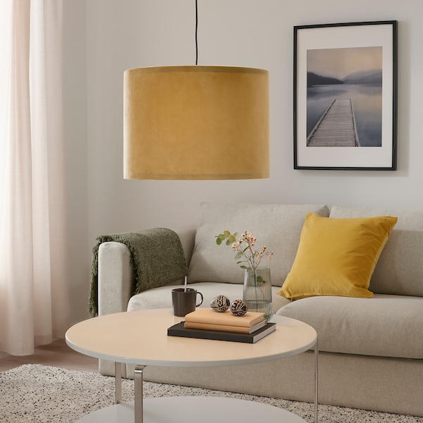 IKEA SUNNEBY / MOLNSKIKT pendant lamp, black/dark yellow velvet, Ikea Ireland | 6803LJPFC