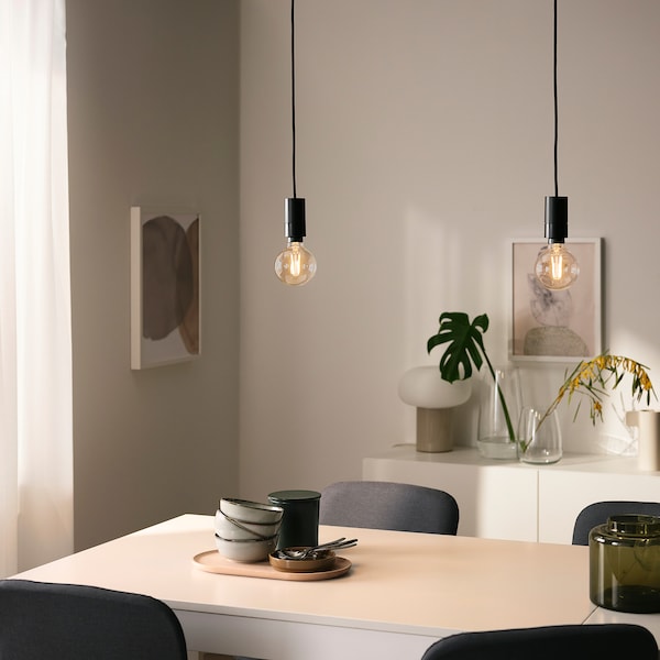 IKEA SUNNEBY / TRÅDFRI pendant lamp with LED bulb, black/smart warm white, Ikea Ireland | 9750QFPAC