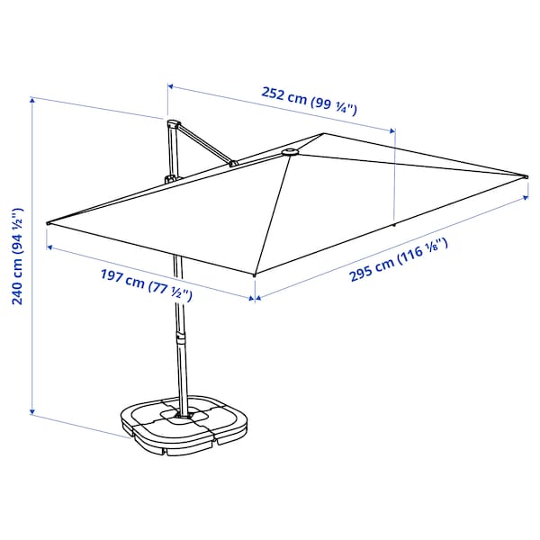 IKEA SVALÖN umbrella, hanging, 118 1/8x78 3/4 in Light Grey / Beige, Ikea Ireland | 0437SRLHE