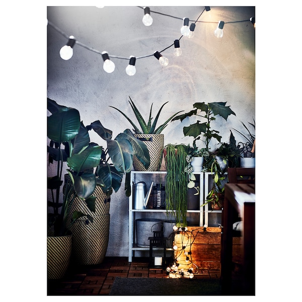IKEA SVARTRÅ LED lighting chain with 20 bulbs, black/outdoor, Ikea Ireland | 5827ZYDFH