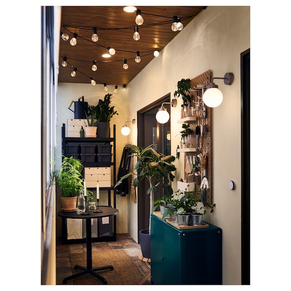 IKEA SVARTRÅ LED lighting chain with 20 bulbs, black/outdoor, Ikea Ireland | 5827ZYDFH