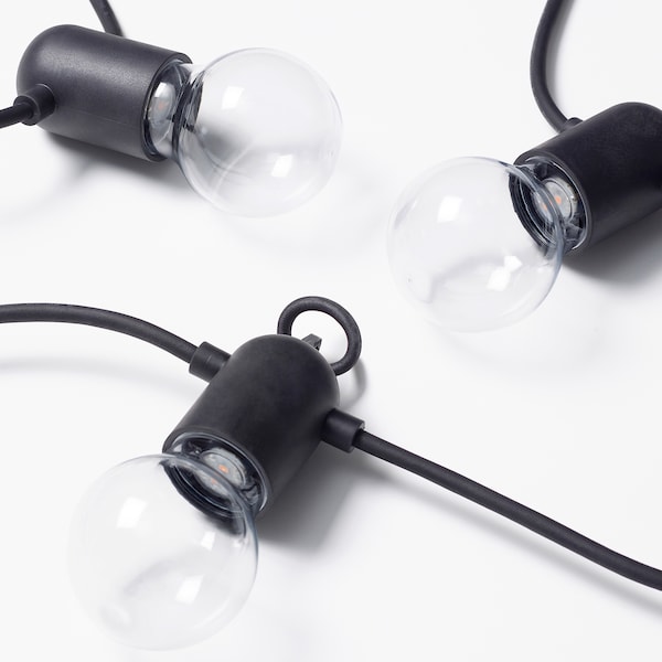 IKEA SVARTRÅ LED string light with 12 lights, black/outdoor, Ikea Ireland | 9014OIBTM