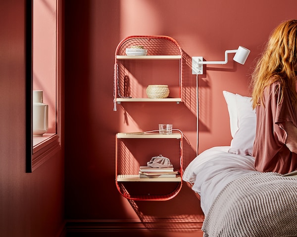 IKEA SVENSHULT wall shelf with storage, brown-red/white stained oak effect, 16 1/8x7 7/8 in, Ikea Ireland | 3860CSUNG