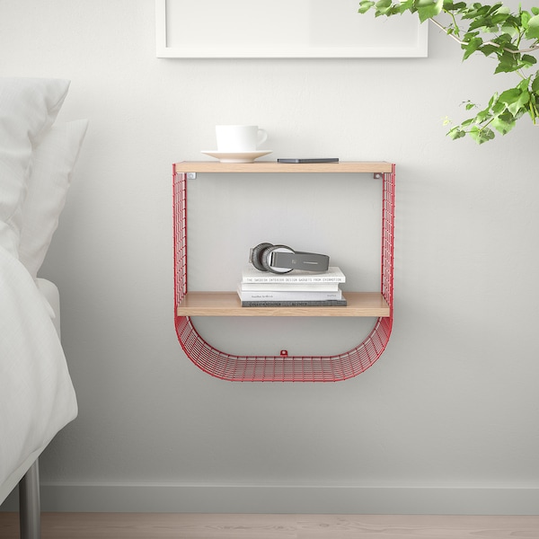 IKEA SVENSHULT wall shelf with storage, brown-red/white stained oak effect, 16 1/8x7 7/8 in, Ikea Ireland | 3860CSUNG