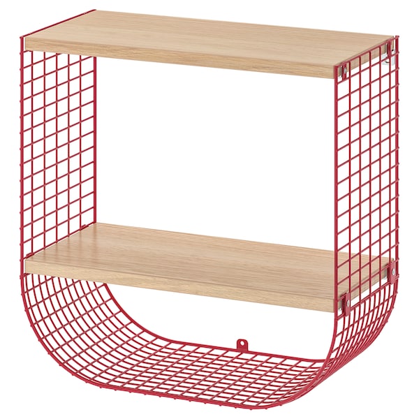 IKEA SVENSHULT wall shelf with storage, brown-red/white stained oak effect, 16 1/8x7 7/8 in, Ikea Ireland | 3860CSUNG
