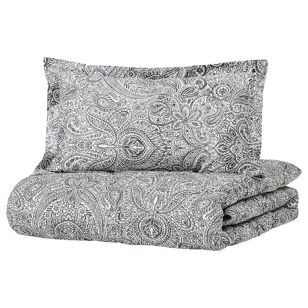 IKEA SÄVMOTT comforter and pillowcase(s), Full/Queen Gray Paisley Pattern, Ikea Ireland | 4326GHXBR