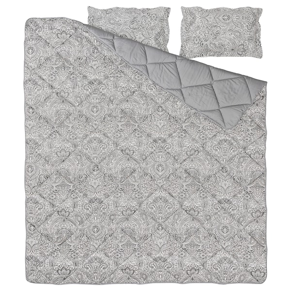 IKEA SÄVMOTT comforter and pillowcase(s), Full/Queen Gray Paisley Pattern, Ikea Ireland | 4326GHXBR
