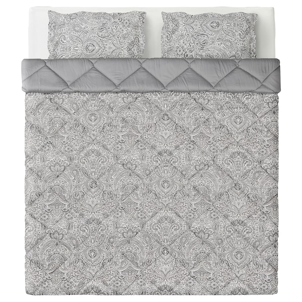 IKEA SÄVMOTT comforter and pillowcase(s), Full/Queen Gray Paisley Pattern, Ikea Ireland | 4326GHXBR