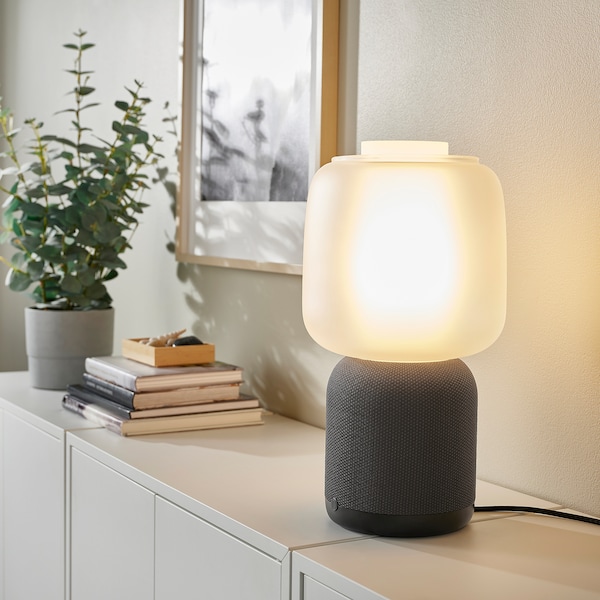 IKEA SYMFONISK Sonos speaker lamp, glass shade Black / White, Ikea Ireland | 1256CJQIR