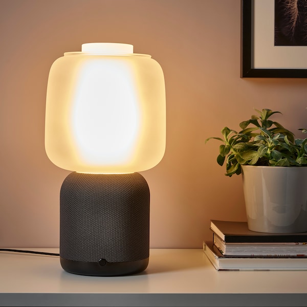 IKEA SYMFONISK Sonos speaker lamp, glass shade Black / White, Ikea Ireland | 1256CJQIR