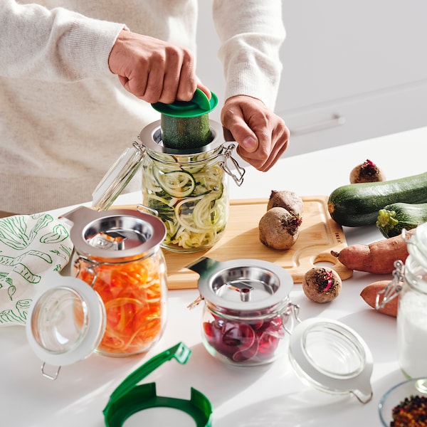 IKEA TABBERAS vegetable spiralizer, set of 4, stainless steel/green, Ikea Ireland | 3864XUBES