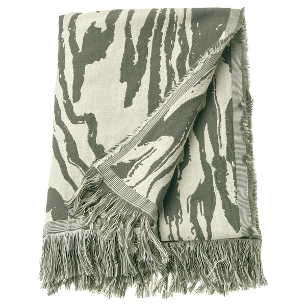 IKEA TANDMOTT throw, gray-green/off-white, 51x67 in, Ikea Ireland | 5293ABQOV