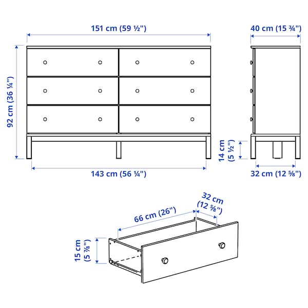 IKEA TARVA 6-drawer chest, pine, 59 1/2x36 1/4 in, Ikea Ireland | 1953GMDCI
