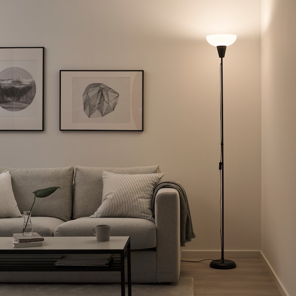 IKEA TÅGARP floor uplighter with light bulb, black/white, Ikea Ireland | 7860YJPKU
