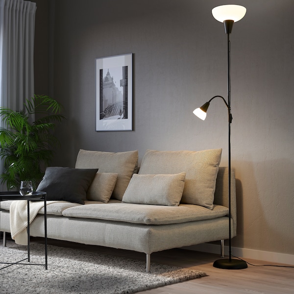 IKEA TÅGARP floor uplt/read lamp w light bulb, black/white, Ikea Ireland | 0483LOPMI