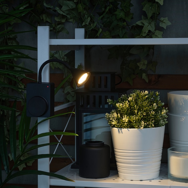 IKEA TÅGVIRKE LED spotlight and clamp, battery operated outdoor/dimmable black, Ikea Ireland | 9274INGDH