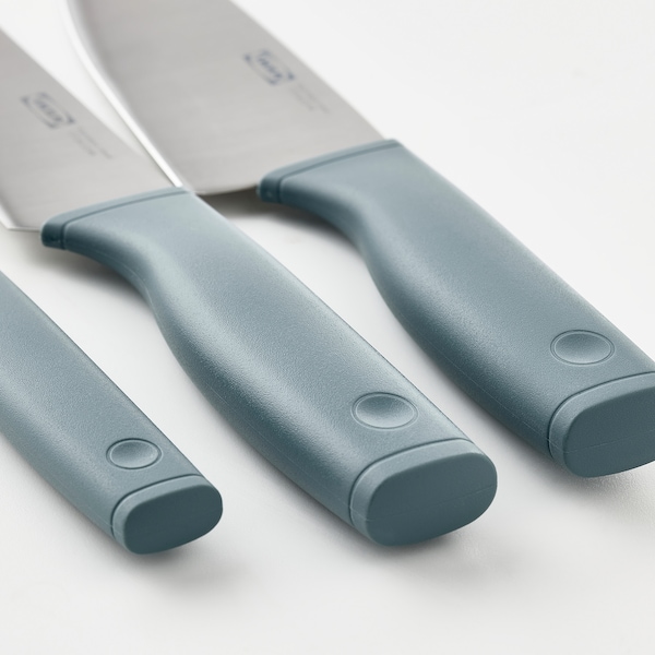 IKEA TIGERBARB 3-piece knife set, gray-turquoise, Ikea Ireland | 4207NFQKV