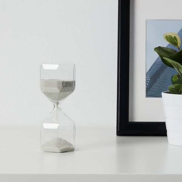 IKEA TILLSYN decorative hourglass, clear glass/white, 6 ¼ in, Ikea Ireland | 0241TLMZH