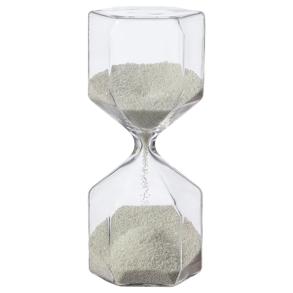 IKEA TILLSYN decorative hourglass, clear glass/white, 6 ¼ in, Ikea Ireland | 0241TLMZH