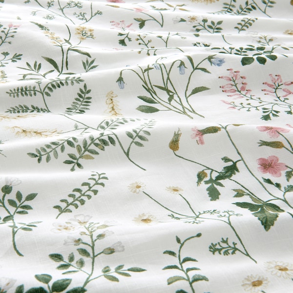 IKEA TIMJANSMOTT duvet cover and pillowcase(s), Full/Queen (Double/Queen) White / Floral Pattern, Ikea Ireland | 5490KUMBH