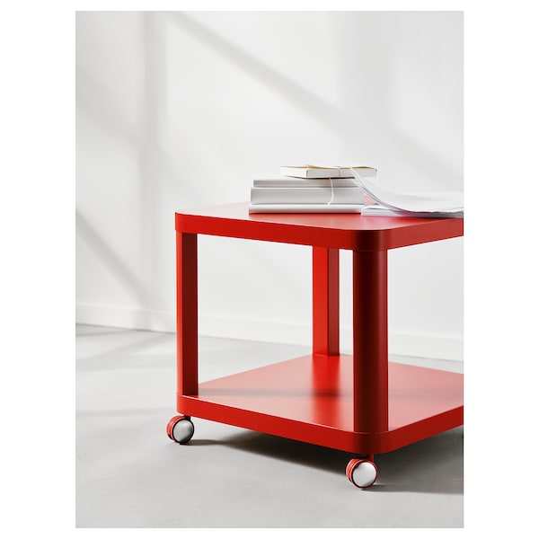 IKEA TINGBY Side table on casters, 19 5/8x19 5/8 in Red, Ikea Ireland | 9218NXZMD