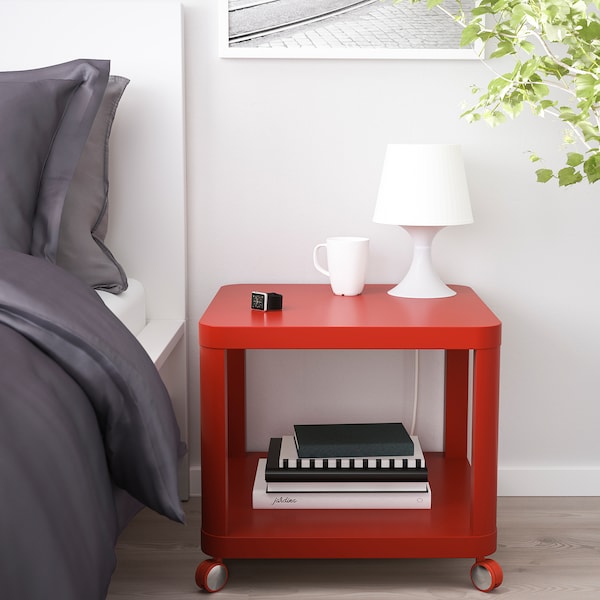 IKEA TINGBY Side table on casters, 19 5/8x19 5/8 in Red, Ikea Ireland | 9218NXZMD