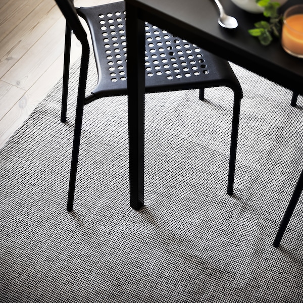 IKEA TIPHEDE rug, flatwoven, 5'1 inx7'3 in Black / Natural, Ikea Ireland | 4213XYKCH