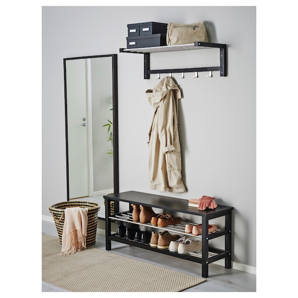 IKEA TJUSIG Bench with shoe storage, black, 42 1/2x19 5/8 in, Ikea Ireland | 2390FGAWE