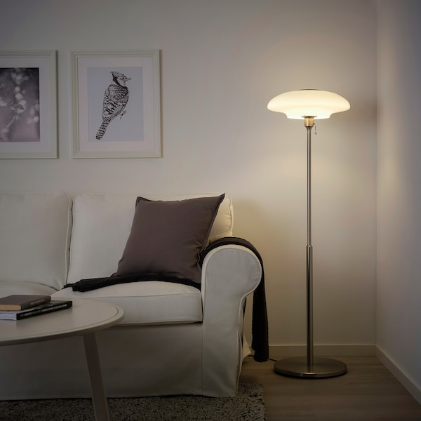 IKEA TÄLLBYN floor lamp, nickel plated/opal glass, 53 in, Ikea Ireland | 8761EYZKQ