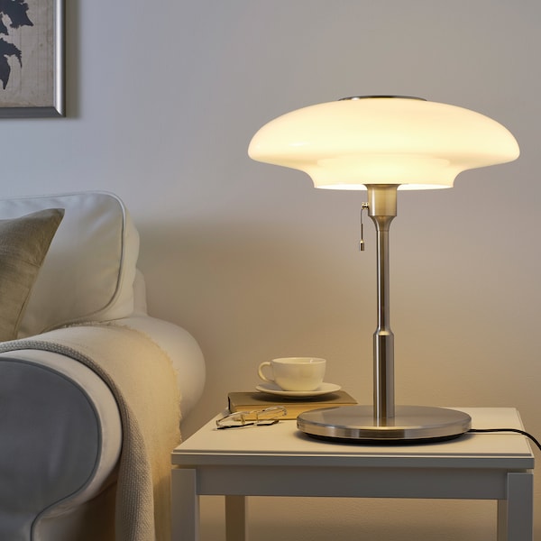 IKEA TÄLLBYN table lamp, nickel plated/opal glass, 20 in, Ikea Ireland | 4713ADKNG
