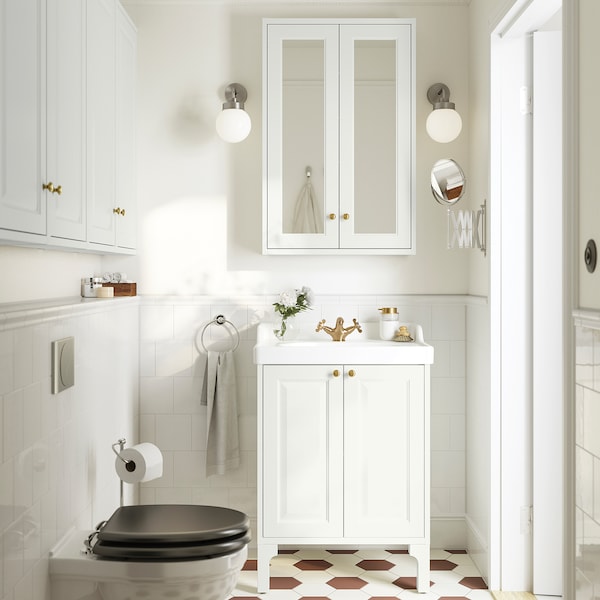 IKEA TÄNNFORSEN Bathroom vanity with doors, 24x21x25 1/8 in White, Ikea Ireland | 3607DNYXR