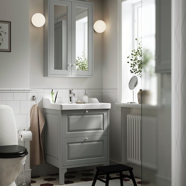 IKEA TÄNNFORSEN Bathroom vanity with drawers, 24x21x25 1/8 in Light Gray, Ikea Ireland | 0685JINYK