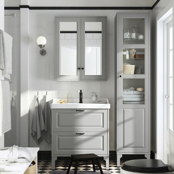 IKEA TÄNNFORSEN Bathroom vanity with drawers, 30x21x25 1/8 in Light Gray, Ikea Ireland | 6128MXTLU
