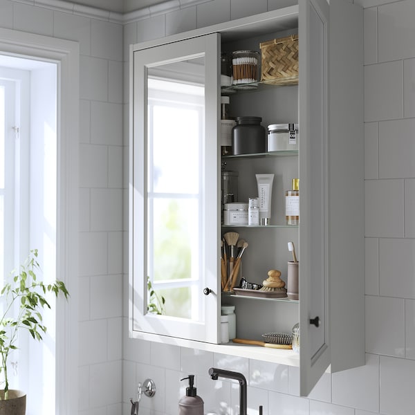 IKEA TÄNNFORSEN mirror cabinet with doors, 30x6x37 in Light Gray, Ikea Ireland | 1537NVYCU