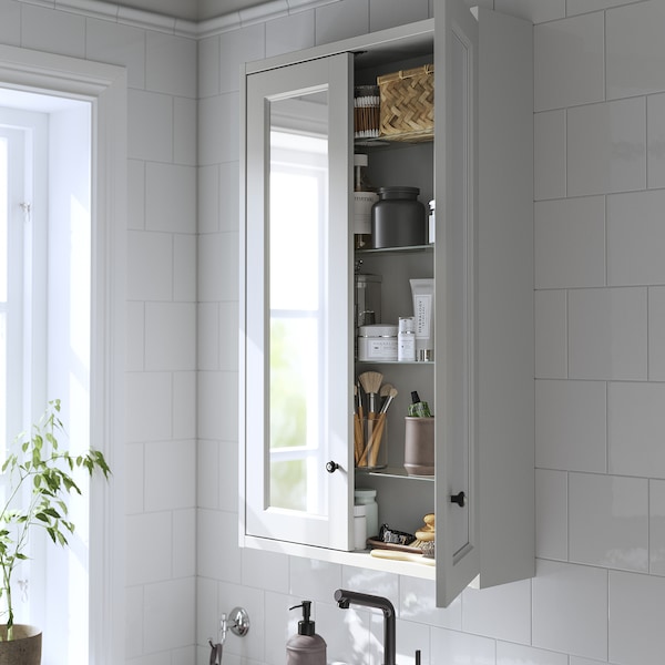 IKEA TÄNNFORSEN mirror cabinet with doors, 24x6x37 in Light Gray, Ikea Ireland | 4387ZHMYV