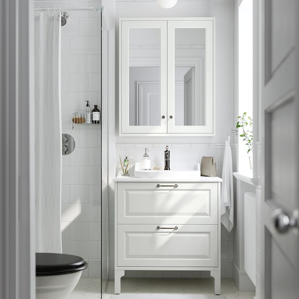 IKEA TÄNNFORSEN mirror cabinet with doors, 30x6x37 in White, Ikea Ireland | 2843DHVTS