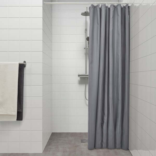 IKEA TOLFSEN shower curtain, 71x71 in Dark Gray / Sateen Stripe, Ikea Ireland | 1967YRGPV