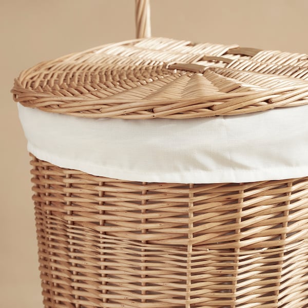 IKEA TOLKNING laundry basket on wheels, handmade Willow, 8 gallon, Ikea Ireland | 2453YKUMI