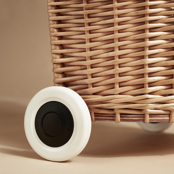 IKEA TOLKNING laundry basket on wheels, handmade Willow, 8 gallon, Ikea Ireland | 2453YKUMI