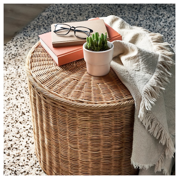 IKEA TOLKNING ottoman with storage, handmade rattan, Ikea Ireland | 0951PGDJX