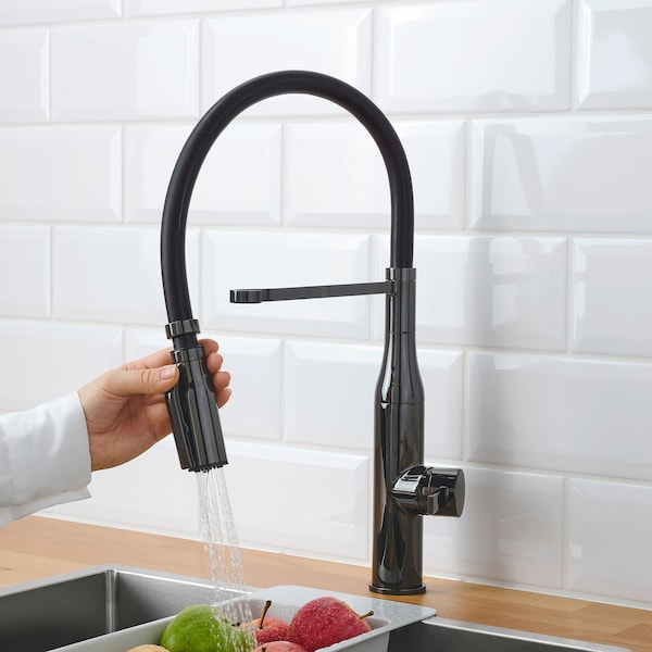 IKEA TOLLSJÖN kitchen faucet with handspray Black Polished Metal, Ikea Ireland | 4938IHBZU