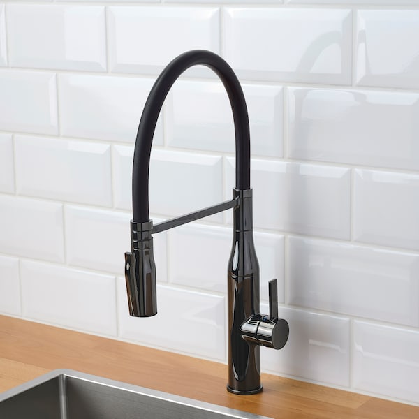 IKEA TOLLSJÖN kitchen faucet with handspray Black Polished Metal, Ikea Ireland | 4938IHBZU