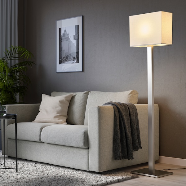 IKEA TOMELILLA floor lamp, nickel plated/white, 59 in, Ikea Ireland | 4895WIUPL