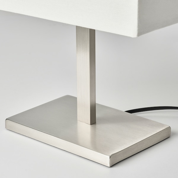IKEA TOMELILLA table lamp with LED bulb, nickel plated/white, 20 in, Ikea Ireland | 4805FNQRT