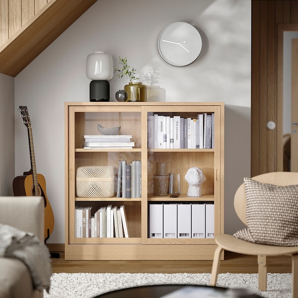 IKEA TONSTAD cabinet with sliding glass doors, 47 1/2x14 5/8x47 1/4 in Oak Veneer, Ikea Ireland | 2504ESAMQ