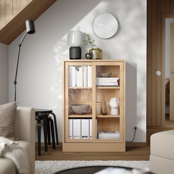IKEA TONSTAD cabinet with sliding glass doors, 32 1/8x14 5/8x47 1/4 in Oak Veneer, Ikea Ireland | 7590VZMGR