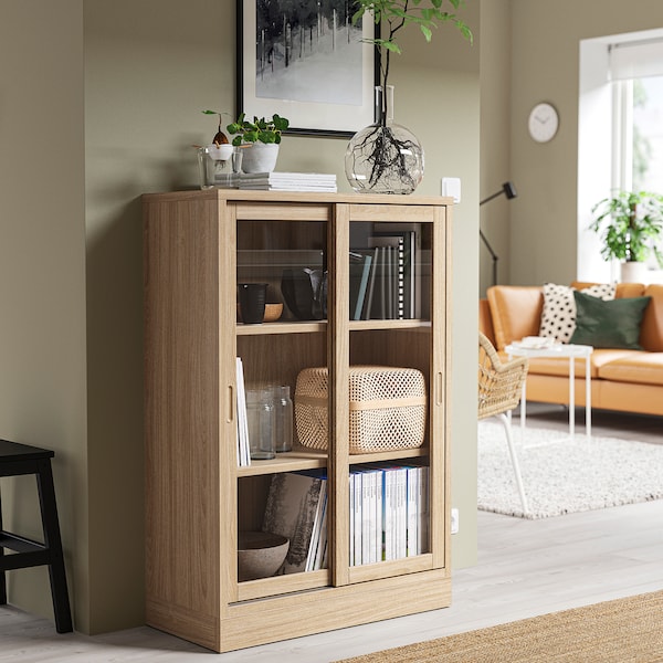 IKEA TONSTAD cabinet with sliding glass doors, 32 1/8x14 5/8x47 1/4 in Oak Veneer, Ikea Ireland | 7590VZMGR